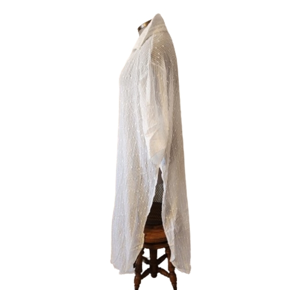 GORGEOUS ☆ SEMI-SHEER WHITE ☆ SHIRT STYLE DUSTER ☆ NWT - Picture 5 of 13